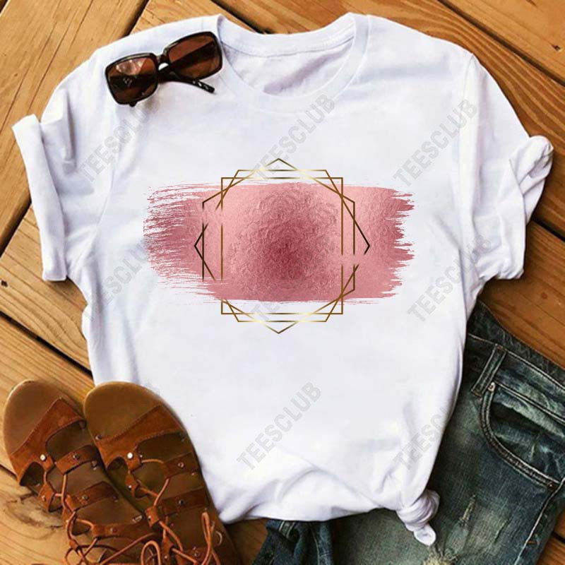 Pink Love Heart T shirt  2020年夏季新款粉色爱心印花情侣T恤 - 图0