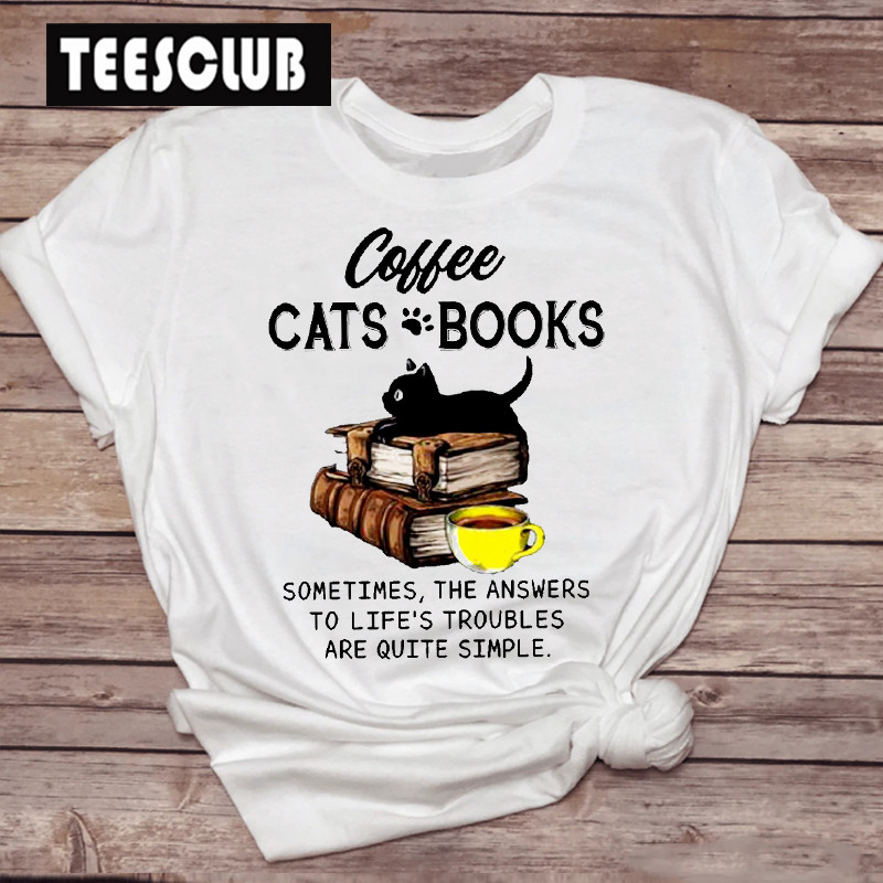 Cute Cat Ew People Women T-shirt卡通黑猫原宿印花女士短袖T恤 - 图1