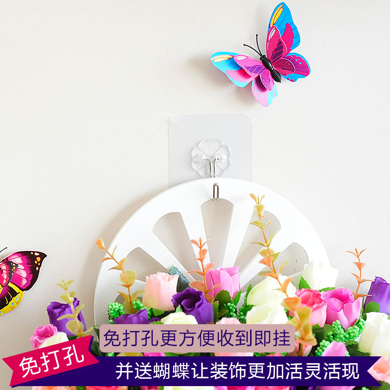挂墙花篮仿真花艺套装塑料假花卉家居年货壁饰室内墙面校园装饰品