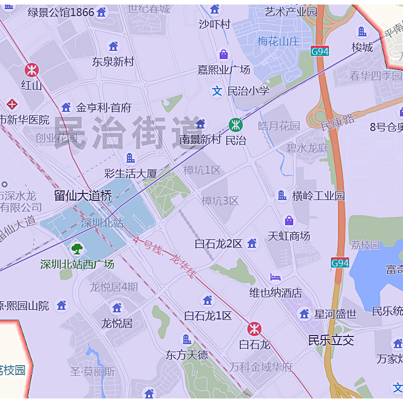 龙华区地图1.15m深圳市广东省折叠版初中小学生成人书房装饰画 - 图1