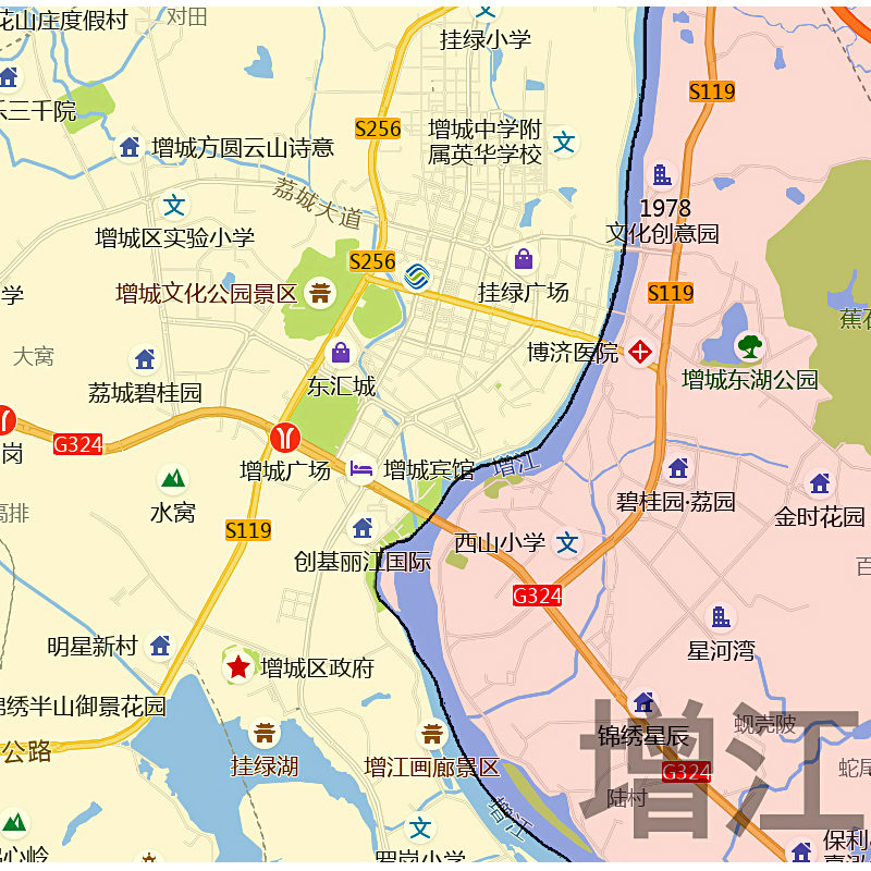 增城区地图1.15m广东省广州市折叠款高清装饰画餐厅贴画 - 图2