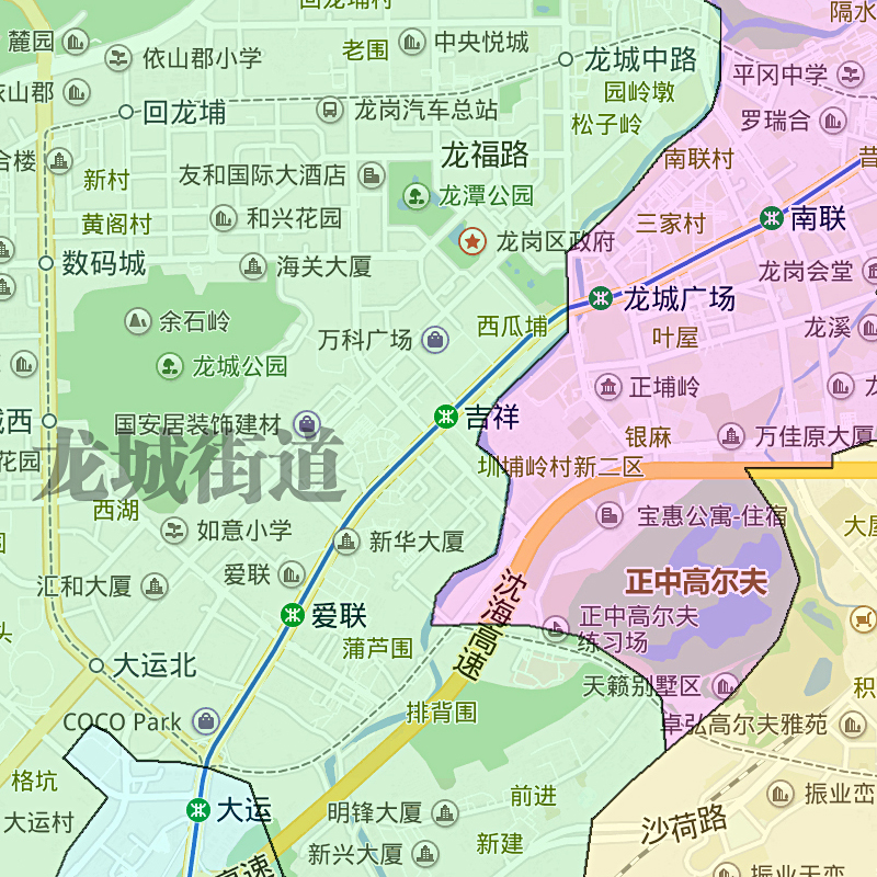 龙岗区地图1.15m广东省深圳市折叠款高清装饰画餐厅贴画 - 图2