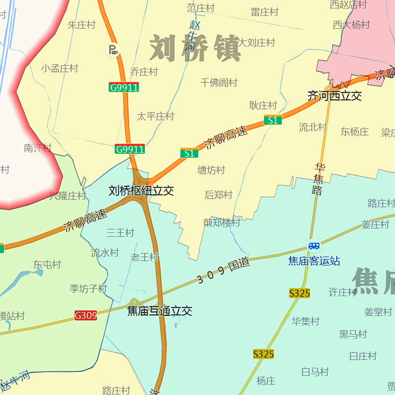 齐河县折叠地图1.15m装饰画墙贴新款现货山东省德州市区域划分