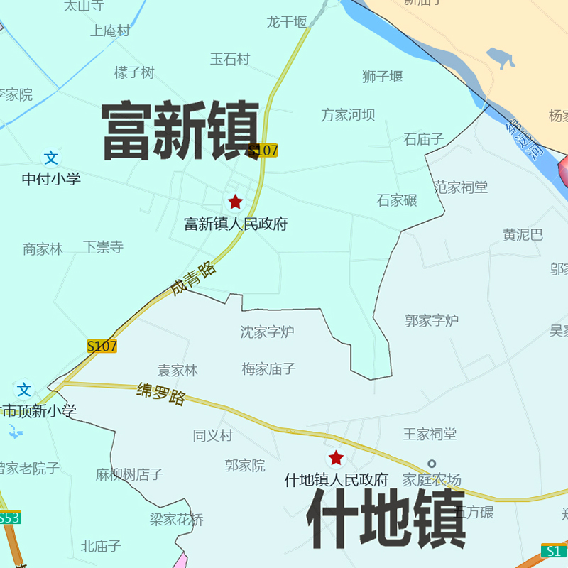 绵竹市地图1.15m大尺寸四川省德阳市高清贴画行政交通区域划分 - 图1