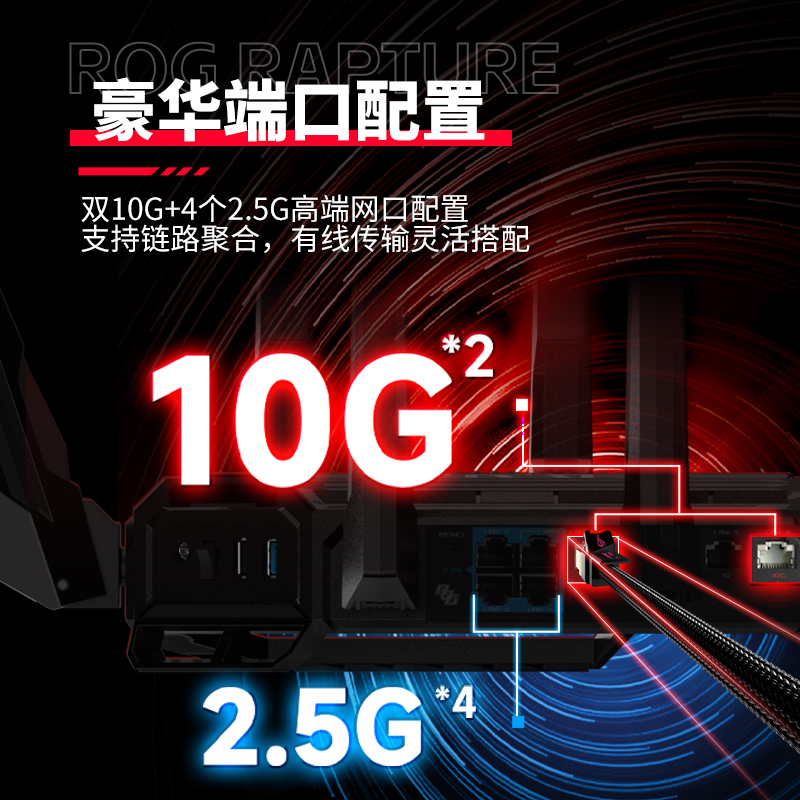 【新款旗舰】华硕ROG八爪鱼7 WiFi7路由器 三频13000M 双10G+2.5G网口 AiMesh组网  大户型电竞路由器 - 图2