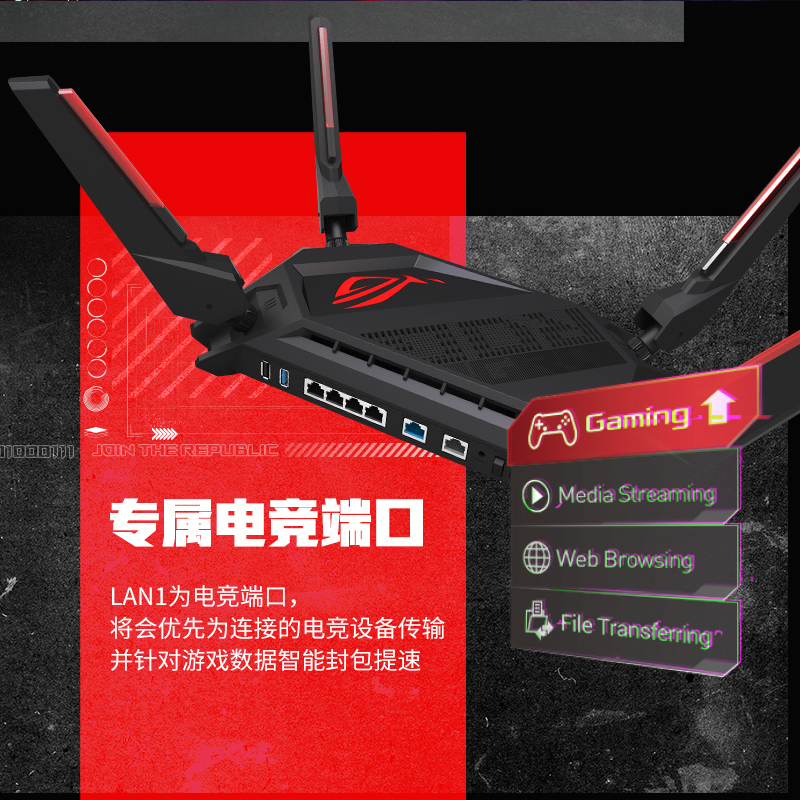 ROG GT-AX6000 红蜘蛛路由器 wifi6游戏加速  电竞家用大户型千兆AP功能 中央路由 高速 12期免息 - 图2