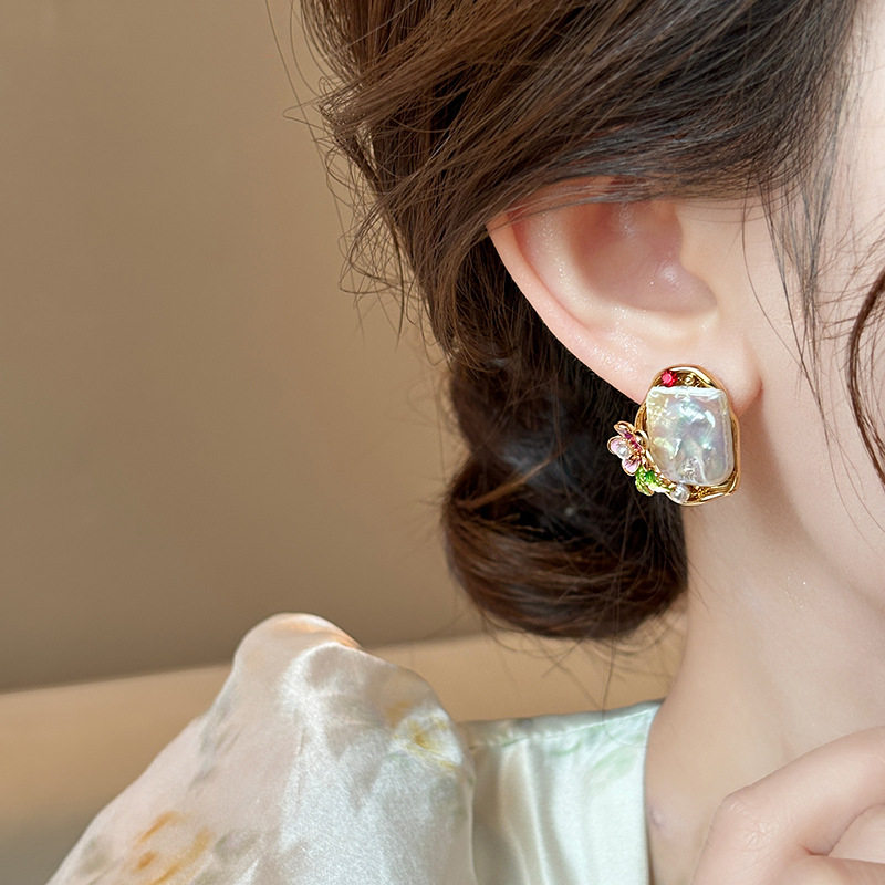 莫奈花园不规则巴洛克天然大珍珠耳钉女设计感小众耳环高级感耳饰,淘宝优惠券,粉丝福利购,淘宝优惠卷