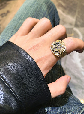 美式高街嘻哈镶钻老鹰戒指男