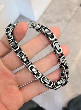 复古做旧钛钢古巴手链男