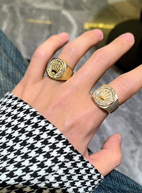 2024新款款金色皇冠戒指男