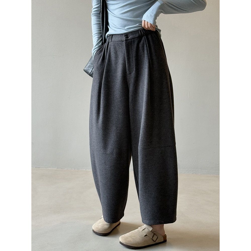 言双 复古质感呢料气球裤女 秋冬高腰显瘦百搭阔腿裤长裤子 9826,淘宝优惠券,粉丝福利购,淘宝优惠卷