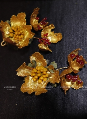 新品爆火化妆师推荐百搭金色不挑人新娘超美灵气发饰旗袍配饰头花