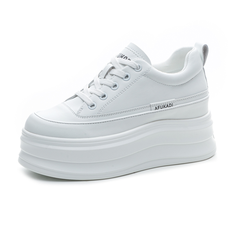 内增高小白鞋女2025新款秋季爆款百搭小个子运动真皮10cm厚底板鞋 - 图3