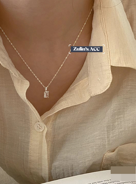 单链条清仓【不含吊坠】通体S925银防过敏项链锁骨链叠戴