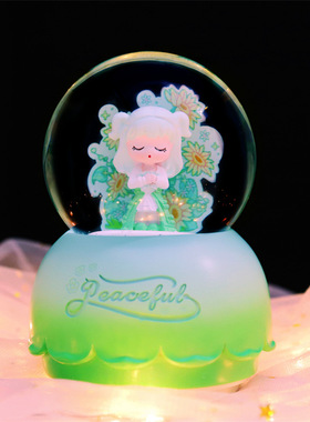 花朵天使女孩水晶球梦幻