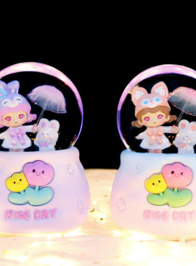 撑伞菇凉兔子马车水晶球音乐盒