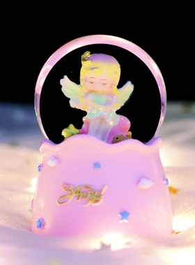 寻梦天使桌面迷你水晶球发光可爱