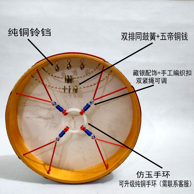 文王鼓黑山羊皮二神鼓单面手抓鼓送鼓包鼓鞭镇堂鼓大神鼓唱词教学 - 图1