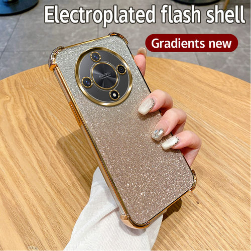 适用外贸荣耀Honor500 Smart/600Lite X8D X6C X5C X9D X7D四角防摔闪粉电镀手机壳NOVA13i 闪粉保护套批发 - 图2