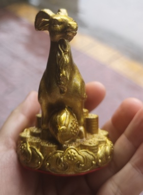 黄铜十二生肖铜摆件山羊元宝家居装饰摆设