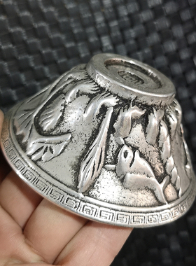 仿古风年年有余铜碗摆件五福临门