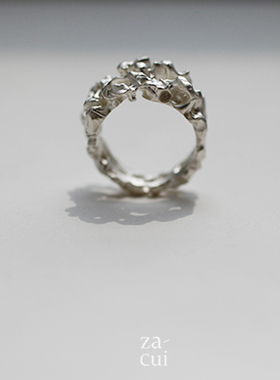 太湖石纯银镂空古典戒指