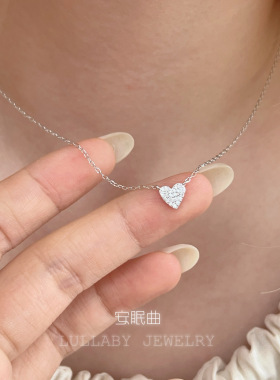 满钻爱心日式s925纯银项链