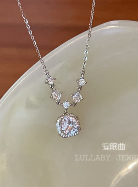 藤校千金！韩国s925纯银方糖项链