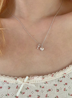 安眠曲s925纯银爱心钥匙项链