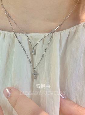安眠曲纯银十字链女双层简约项链