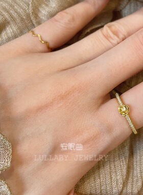 女纯银镀14k金复古玫瑰花戒指ins