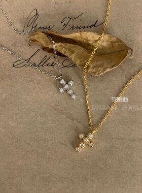 安眠曲纯银女十字架项链锁骨链