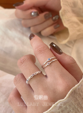 韩女s925纯银小众设计感闪钻戒指