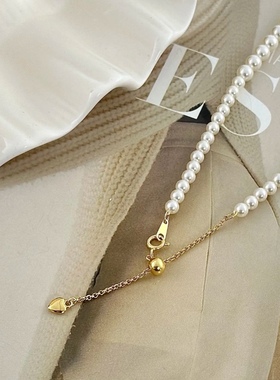 金色交响曲  人造仿南洋金渐变珍珠塔链项链强光小米珠锁骨链