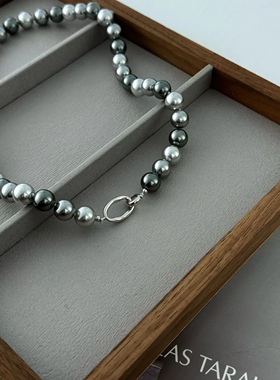 【黑灰交响曲】人造仿大溪地三色黑珍珠项链小众设计感毛衣链