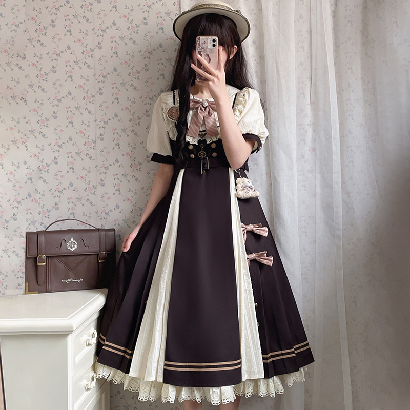 现货未知星辰原创巧克力工坊op优雅lolita日常短袖连衣裙春夏_虎窝淘