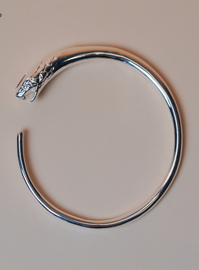 护佑蛇年手镯纯银镶嵌设计师情侣