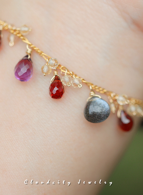 Cloudcity原创设计25秋季限量款黑太阳石迷人光晕14K注金手作手链