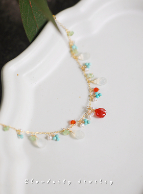 原创设计国风配色红玉髓手链