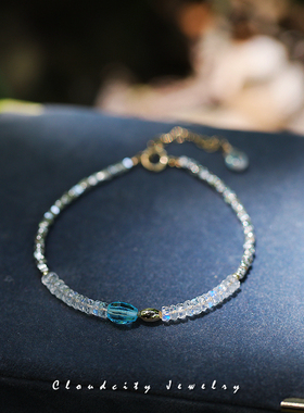 原创设计月光石碎银子手作手链