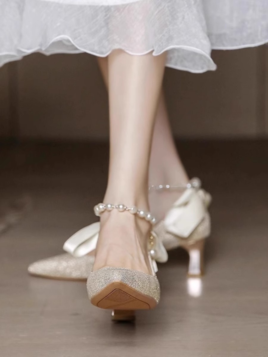 婚鞋新娘鞋平常可穿2025年新款主婚纱秀禾两穿粗跟高跟鞋伴娘鞋,淘宝优惠券,粉丝福利购,淘宝优惠卷