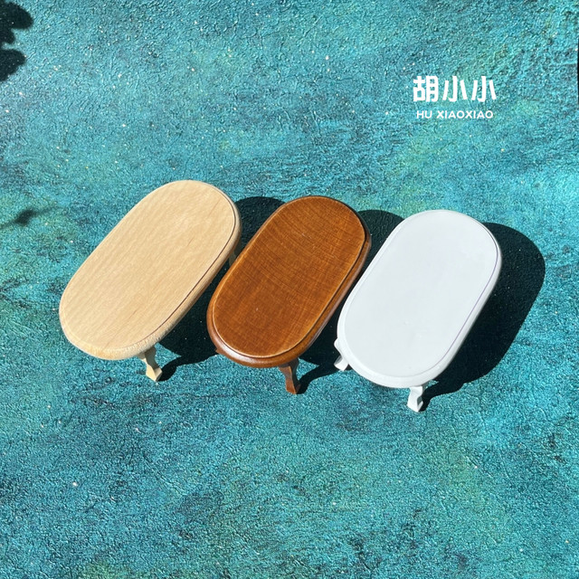 Living room scene ornaments miniature toy furniture doll house wooden round table coffee table vegetarian embryo small table simulation model