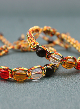 端午五色绳手链本命年红绳五彩绳五色珠金刚结手绳民族风情侣手串