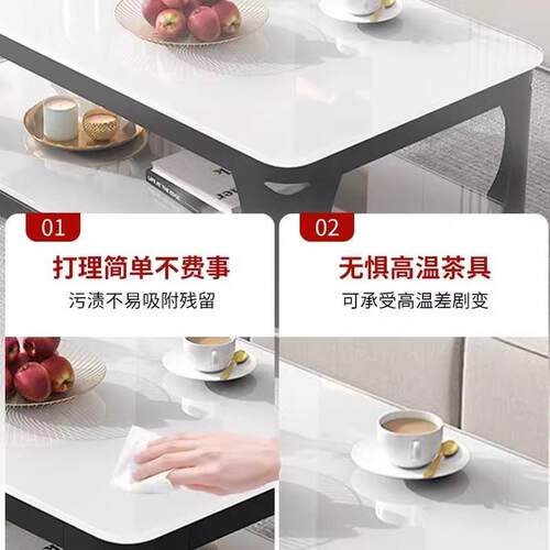 电视柜茶几组合家用落地客厅现代简约小户型玻璃茶桌2024新款储物 - 图0