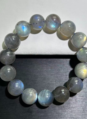 灰银月光石手串灰月光手链长石手链男女款百搭黑月光手串蓝光月