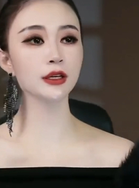 欧美夸张黑色满钻长流苏耳环耳钉礼服百搭气质水钻爪链系列耳饰品