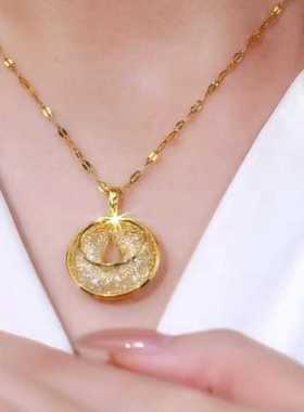 金丝网状水晶圈圈吊坠锁骨链女