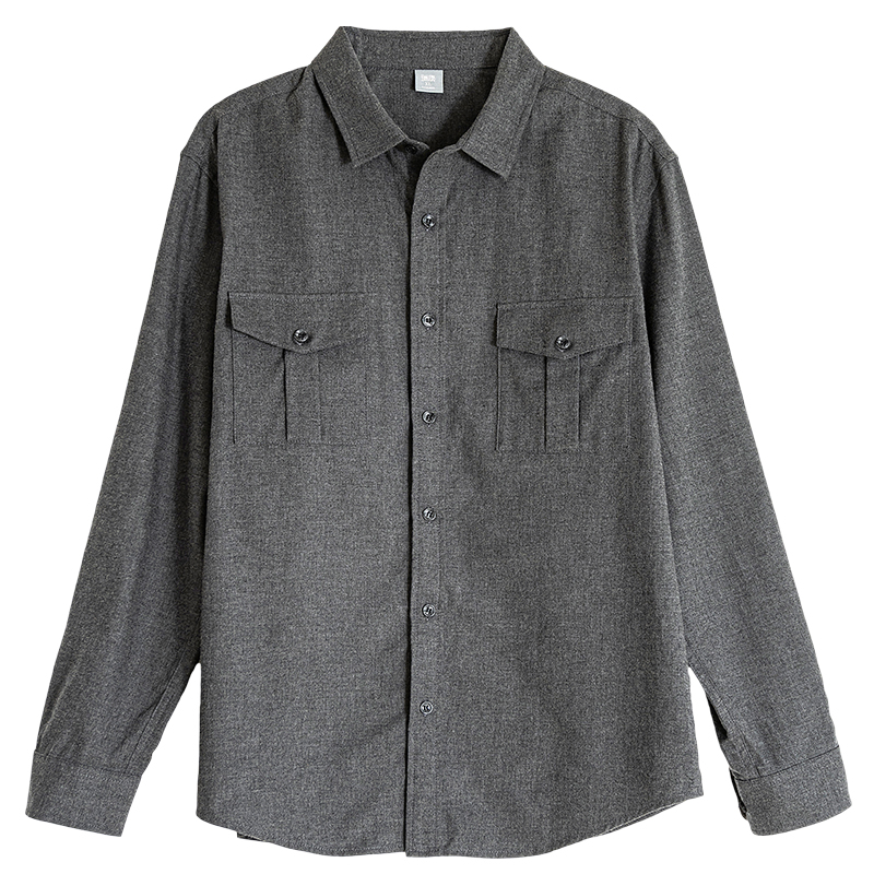 爸爸衬衫长袖中年纯棉秋装中老年人男装老爸春秋衬衣爷爷老人衣服 - 图3