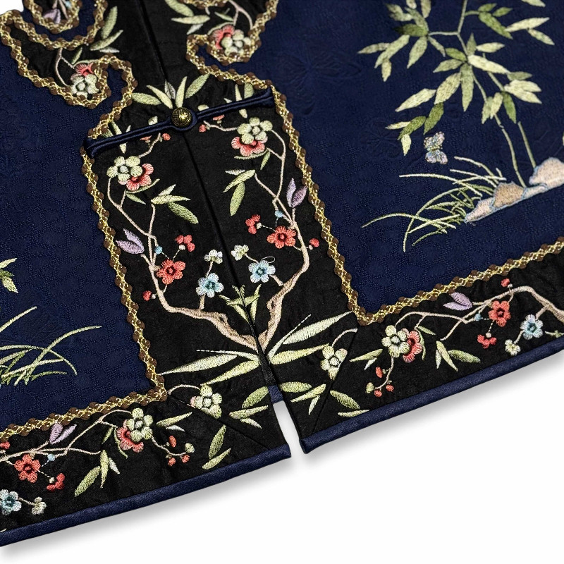 『蓝语晴芳』詹祥和·复古新中式香云纱手推绣如意头手工高定马甲,淘宝优惠券,粉丝福利购,淘宝优惠卷