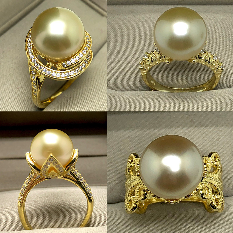 Seawater South Sea gold beads strong light round ring 10-13